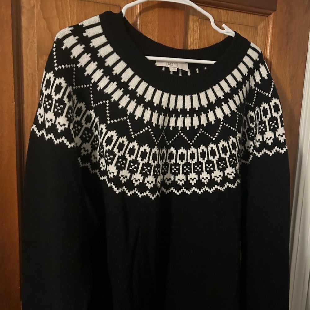 LOFT Black and White Patterned Sweater